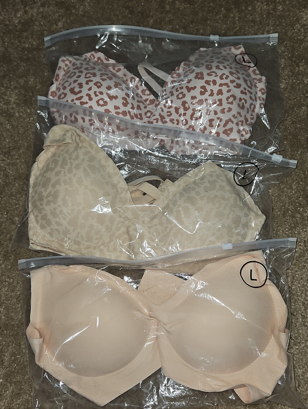Women’s Seamless Push-Up Bra - Beige/Pink Leopard & Nude. Magic Wear. Runs Small
